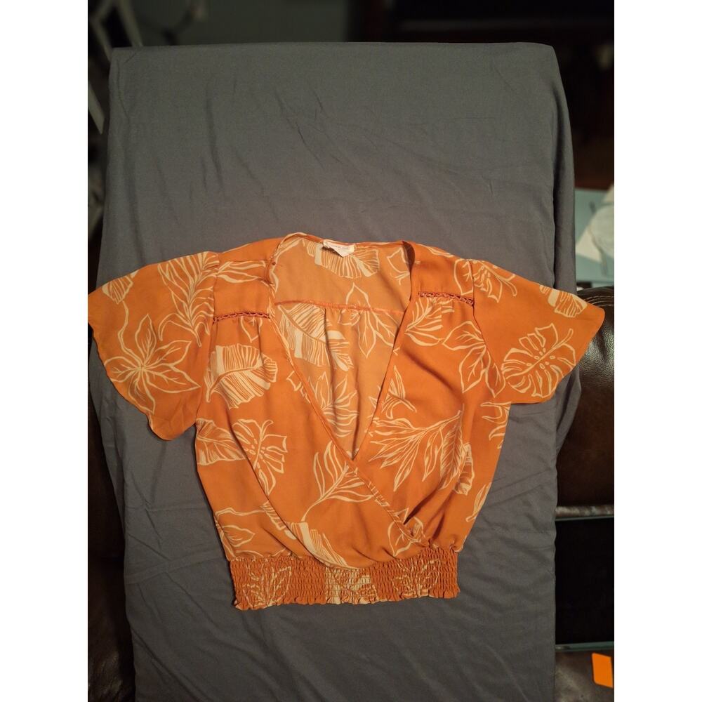Sienna Sky Sheer Floral Tank Blouse Size S, Tiered, Orange